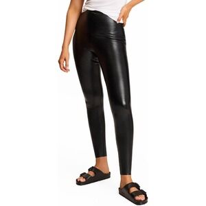 Commando Faux Leather Leggings Black High Rise Smoothing Waistband SMALL